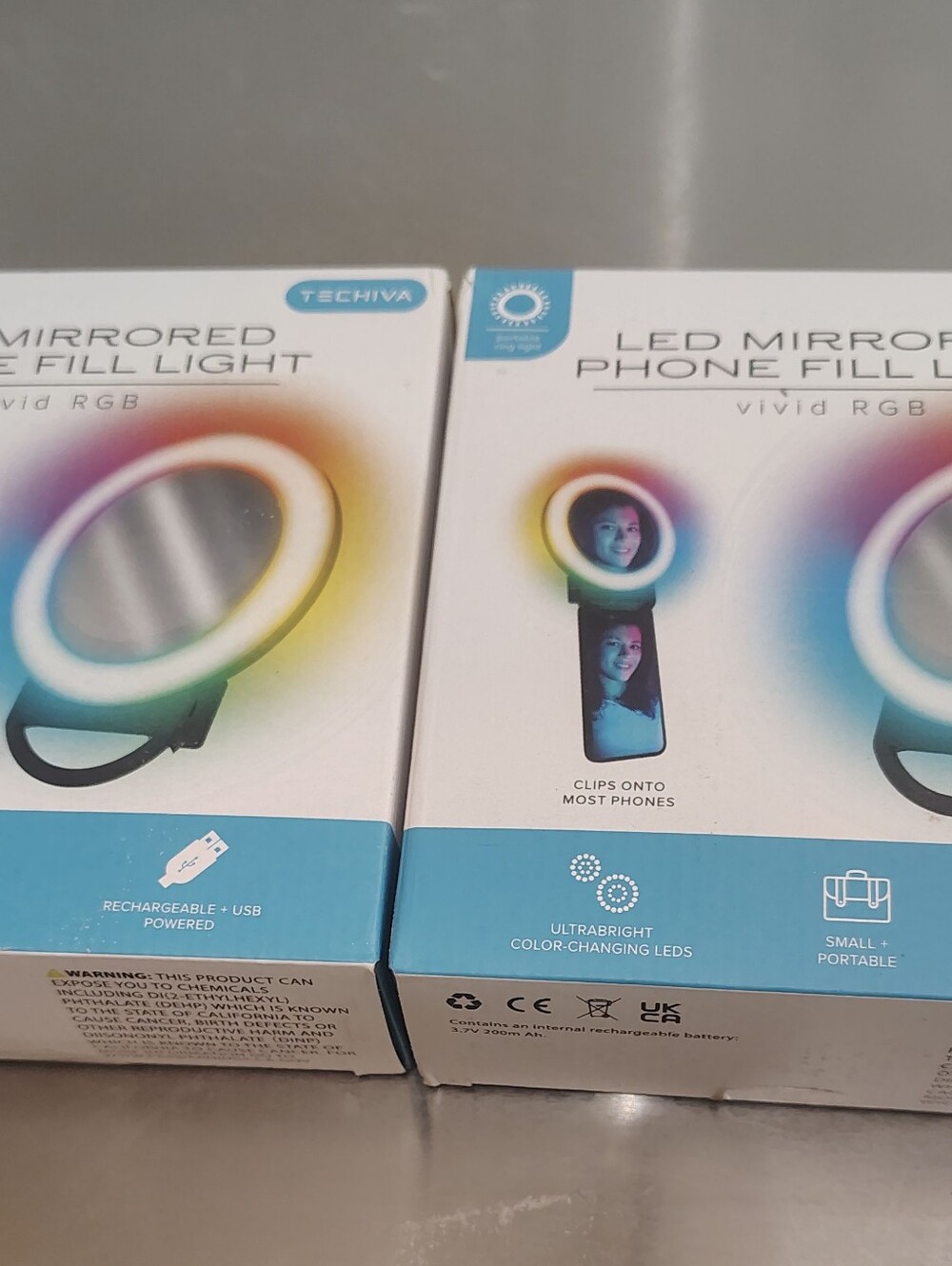 LED Mirrored Phone Fill Light - RGB Clip-On (White Body)